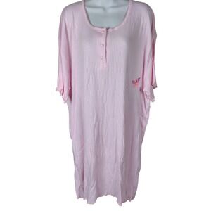 Intimates Pink Ribbed Butterfly Nightgown Henley coquette romantic soft girl